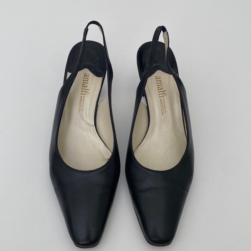 Amalfi Size 9 Black Leather Slingback excellent condition.
